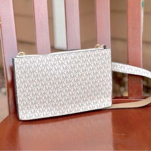 Michael Kors Signature White Belt Bag with Chain